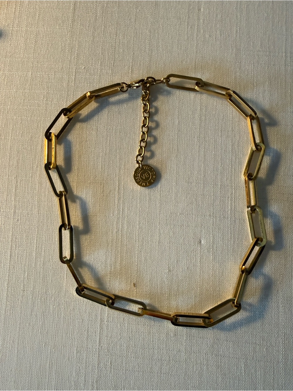 Gold Rectangle Link Chain Necklace